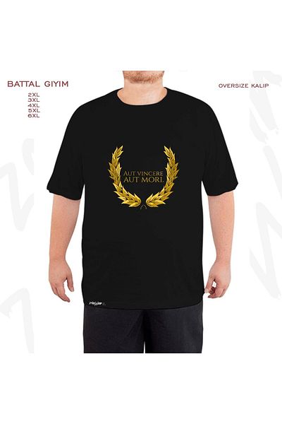 ZOKAWEAR Oversize Aut Vincere Aut Mori Printed Oversize (Bol) Μαύρο T-Shirt