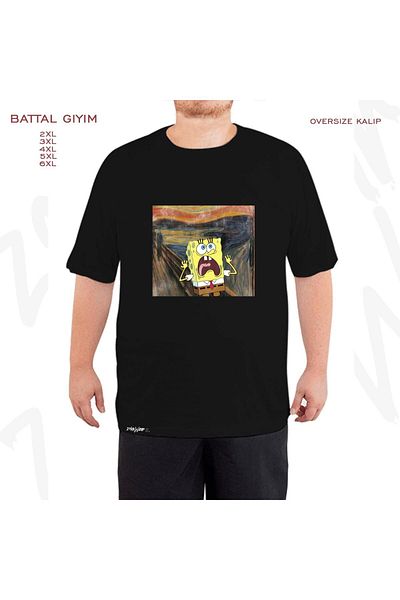 ZOKAWEAR Μπομπ Σφουγγαράκης - Μαύρο T-Shirt με υπερμεγέθη στάμπα