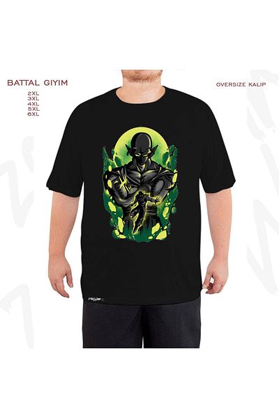 ZOKAWEAR Oversize Attack Of Piccolo Printed Battal (Bol) Mold Μαύρο T-Shirt