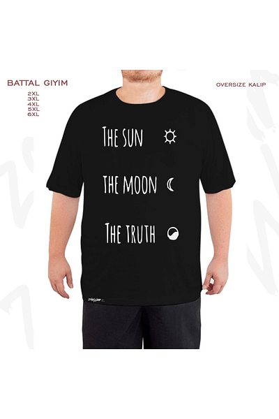 ZOKAWEAR Oversize The Sun The Moon Printed Battal (Bol) Mold Μαύρο T-Shirt