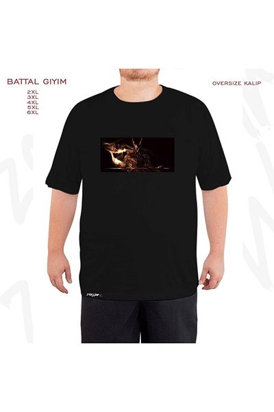 ZOKAWEAR Μαύρο μπλουζάκι Oversize Dark Souls v2 με στάμπα μεγάλου μεγέθους (πολύ)