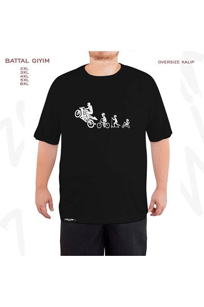 ZOKAWEAR Μαύρο μπλουζάκι Oversize Biker Phases Printed Battal (Bol) Mold