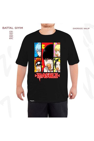 ZOKAWEAR Μαύρο μπλουζάκι Oversize Mashle Magic And Muscles Printed Battal (Bol) Mold