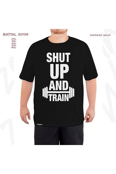 ZOKAWEAR Oversize Bodybuilding Motivation Printed Oversize (Bol) Fit Black T-Shirt