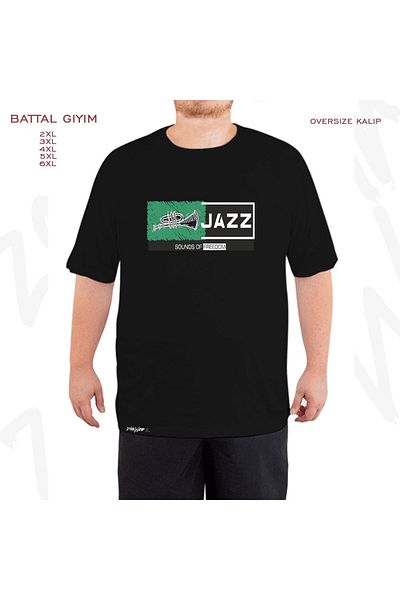 ZOKAWEAR Μαύρο μπλουζάκι με στάμπα σαξόφωνου μουσικής τζαζ μεγάλου μεγέθους