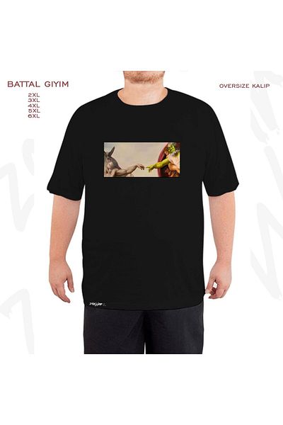 ZOKAWEAR Μαύρο μπλουζάκι Oversize Shrek Hands Of God με στάμπα μεγάλου μεγέθους