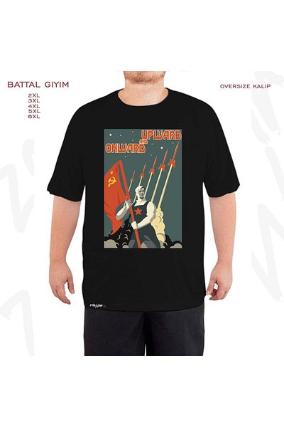 ZOKAWEAR Μαύρο μπλουζάκι Oversize Space Sickle Hammer Printed Battal (Bol) Mold