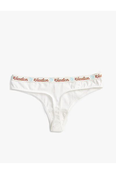 Koton Chiloți tanga din cauciuc din bumbac cu detaliu slogan