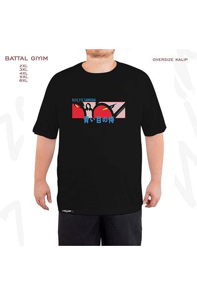 ZOKAWEAR Μαύρο μπλουζάκι Oversize Blue Eye Samurai με στάμπα μεγάλου μεγέθους (Bol)