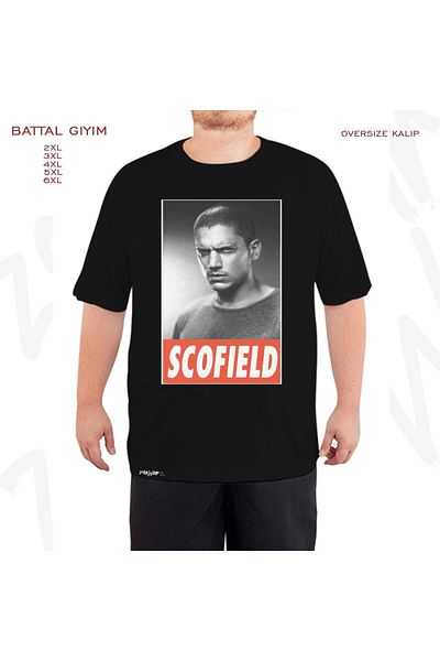ZOKAWEAR Michael Scofield Prison Break Printed - Μαύρο T-Shirt μεγάλου μεγέθους