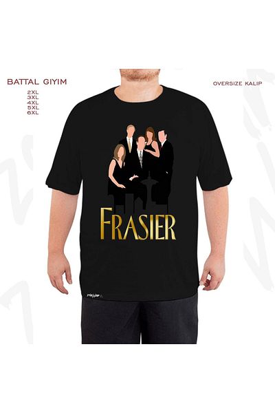 ZOKAWEAR Μαύρο μπλουζάκι Oversize Frasier Printed Battal (Bol) Mold
