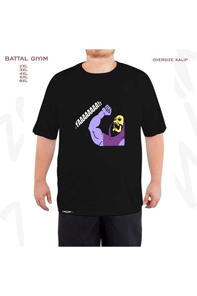 ZOKAWEAR Oversize He Man And The Masters Printed Battal (Bol) Mold Μαύρο T-Shirt