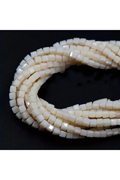 SESİKA HOBİ Kristal Kare Boncuk Kırık Beyaz 4x4 Mm Takı Kolye Bileklik Yapımı