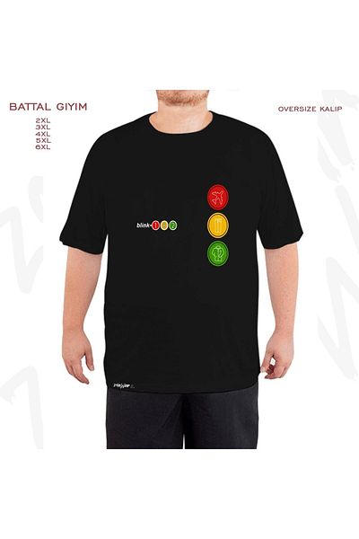 ZOKAWEAR Oversize Blink 182 Printed Battal (Bol) Mold Μαύρο T-Shirt