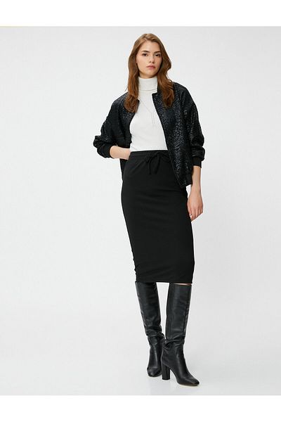 Koton Midi Pencil Skirt with Tie Waist