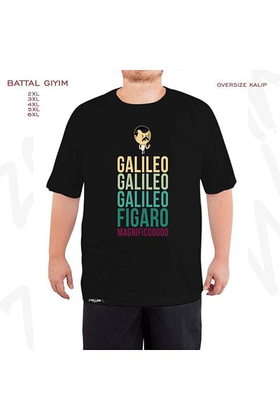 ZOKAWEAR Υπερμεγέθη Μαύρο T-Shirt Galileo Queen Freddie με στάμπα μεγάλου μεγέθους (Bol)