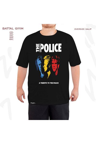 ZOKAWEAR Oversize The Police2 Printed Battal (Bol) Mold Μαύρο T-Shirt