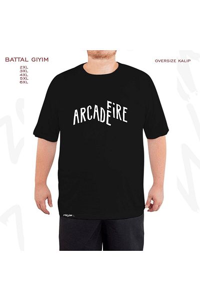 ZOKAWEAR Oversize Arcade Fire Printed Battal (Bol) Mold Μαύρο T-Shirt