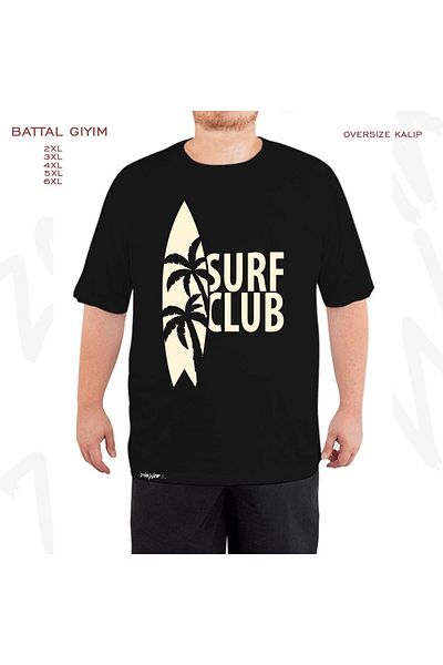 ZOKAWEAR Oversize Surf Surfing Printed Battal (Bol) Mold Μαύρο T-Shirt