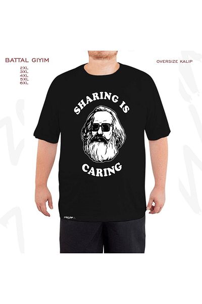 ZOKAWEAR Μαύρο μπλουζάκι Oversize Sharing Is Caring με στάμπα μεγάλου μεγέθους (πολύ).