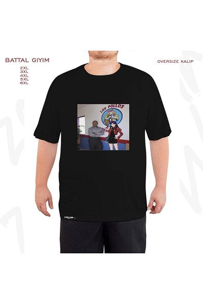 ZOKAWEAR Oversize Gus And Misato Printed Battal (Bol) Mold Μαύρο T-Shirt