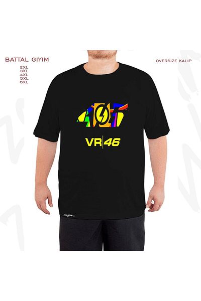 ZOKAWEAR Μαύρο μπλουζάκι Oversize Rossi Motor Printed Battal (Bol) Mold