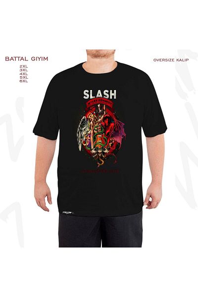 ZOKAWEAR Μαύρο μπλουζάκι Oversize Slash Printed Battal (Bol) Mold