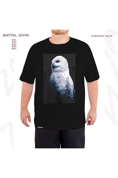 ZOKAWEAR Μαύρο μπλουζάκι Oversize Owl v5 με στάμπα μεγάλου μεγέθους (Bol)