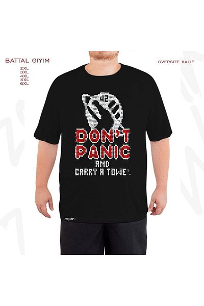 ZOKAWEAR Μαύρο μπλουζάκι Oversize Don't Panic Printed Battal (Bol) Mold
