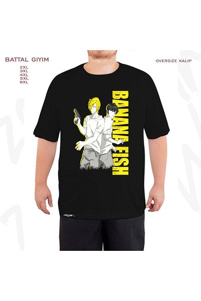 ZOKAWEAR Μαύρο μπλουζάκι Oversize Banana Fish Printed Battal (Bol) Mold