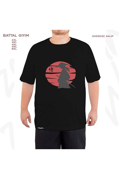 ZOKAWEAR Μαύρο μπλουζάκι με στάμπα Ιαπωνικού ξιφομάχου μεγάλου μεγέθους
