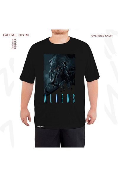 ZOKAWEAR Oversize Alien v2 Printed Battal (Bol) Μαύρο T-Shirt