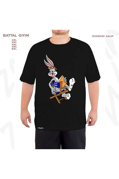 ZOKAWEAR Oversize Bugs Bunny Cute Rabbit Printed King (Bol) Mold Μαύρο T-Shirt