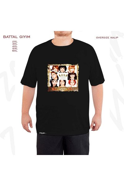 ZOKAWEAR Μαύρο μπλουζάκι Oversize Aoa Printed Battal (Bol) Fit