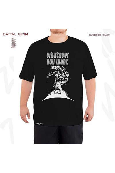 ZOKAWEAR Υπερμεγέθη Snowboarding Whatever You Want Printed Battal (Bol) Mold Μαύρο T-Shirt