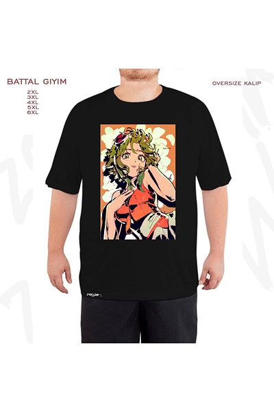 ZOKAWEAR Oversize Megpoid Gumi Printed Oversize (Bol) Μαύρο T-Shirt