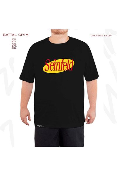 ZOKAWEAR Υπερμεγέθη λογότυπο Seinfeld Printed Battal (Bol) Mold Μαύρο T-shirt