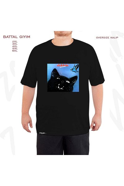 ZOKAWEAR Oversize Budgie Printed Battal (Bol) Mold Μαύρο T-Shirt