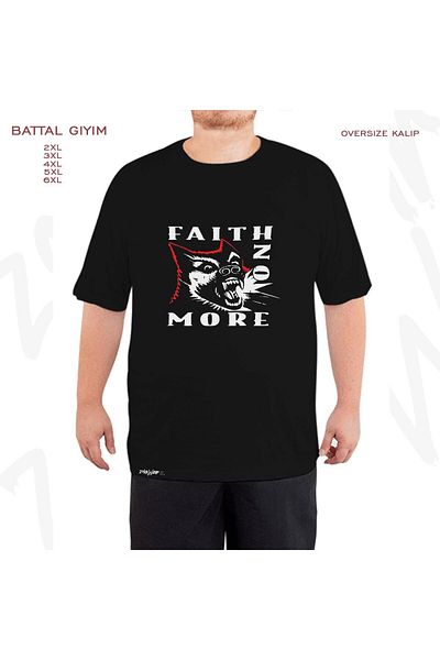 ZOKAWEAR Oversize Faith No More Printed Oversize (Bol) Μαύρο T-Shirt
