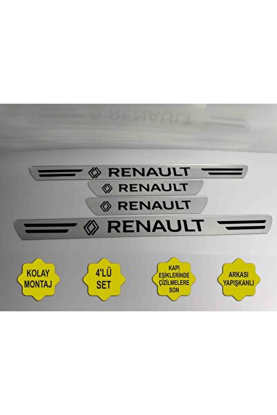 Aksefuar Lazer Renault Clio ile Uyumlu Kapı Eşiği Koruyucu (4'lü Set)