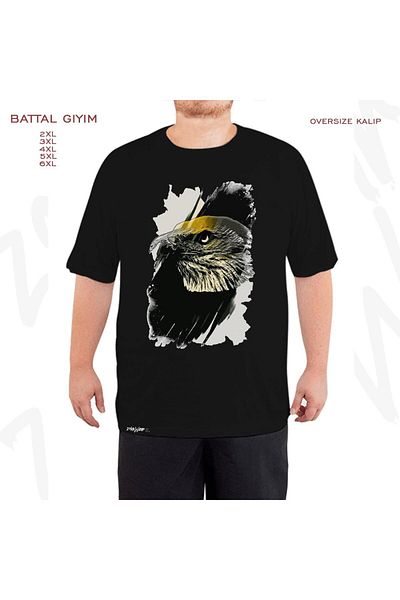 ZOKAWEAR Μαύρο μπλουζάκι Oversize Eagle Special Printed Battal (Bol) Mold