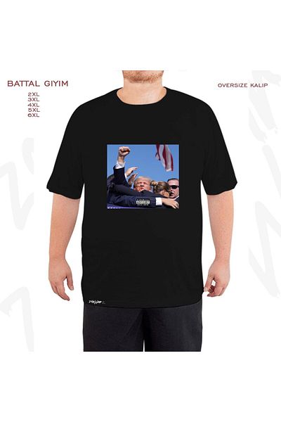 ZOKAWEAR Υπερμεγέθη μαύρο μπλουζάκι με στάμπα Trump Victory 2024