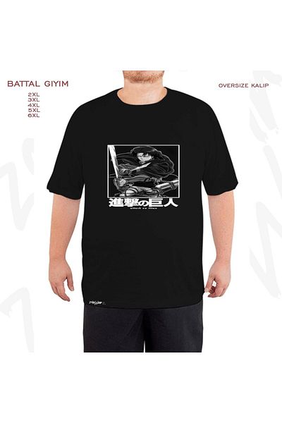 ZOKAWEAR Attack on Titan Levi Ackerman Printed - Μαύρο T-Shirt Battal Mold