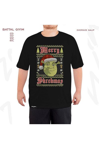 ZOKAWEAR Oversize Πρωτοχρονιάτικο Shrekmas Printed Oversize (Bol) Μαύρο T-Shirt