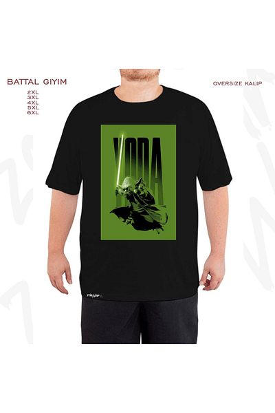 ZOKAWEAR Υπερμεγέθη μαύρο μπλουζάκι με στάμπα Star Wars Yoda