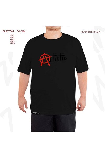 ZOKAWEAR Oversize Autistic Punk Printed Battal (Bol) Mold Μαύρο T-Shirt