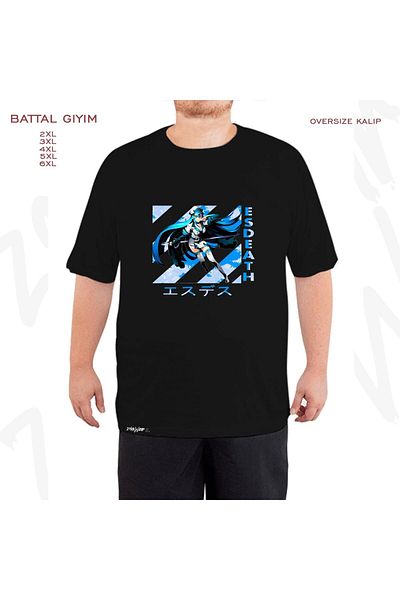 ZOKAWEAR Μαύρο μπλουζάκι Oversize Esdeath Printed Battal (Bol) Mold