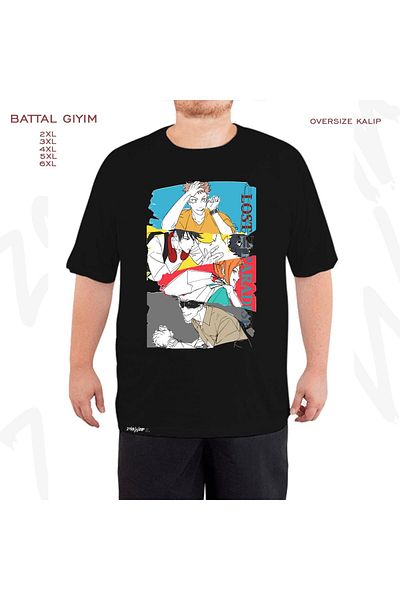 ZOKAWEAR Jujutsu Kaisen Printed Oversize Μαύρο T-Shirt - Υπερμεγέθη