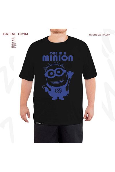 ZOKAWEAR Minions Tom One In A Minion Printed - Μαύρο T-Shirt με μεγάλη εφαρμογή
