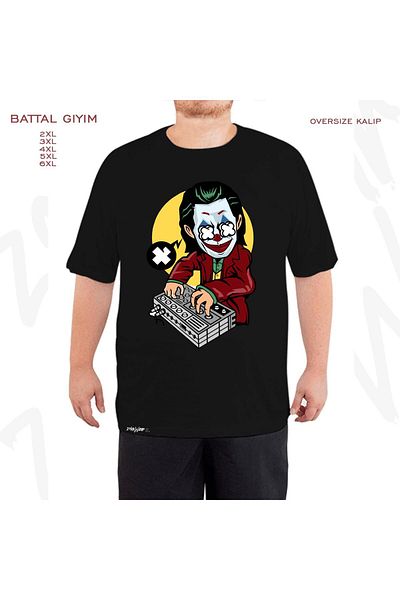 ZOKAWEAR Oversize Poker Dj Printed Battal (Bol) Mold Μαύρο T-Shirt